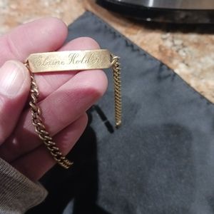 Vintage 1/20 12K GF XL Trade Mark 7.5in ID Bracelet- Engraved "Elaine Holder".
